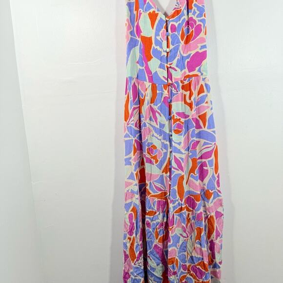 FRNCH Paris Amande Multicolor Geometric Maxi Tiered Textured Dress Small - Picture 8 of 16